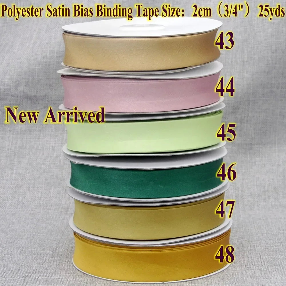 Polyester Satin Bias Binding Tape,bias Binding Size:20mm,3/4" *25yds,fold Tape for DIY Sewing Garment Accessories