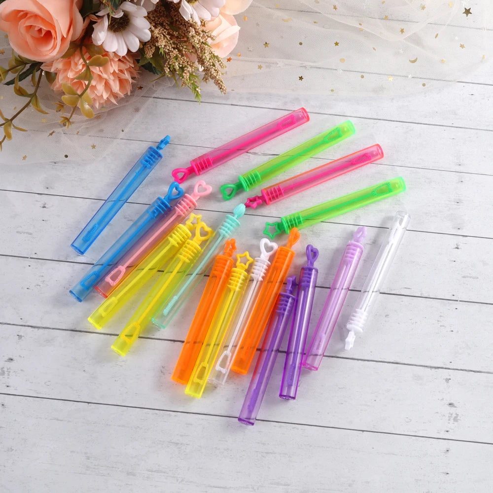 10-100pcs Colorful Bubble Soap Bottle Heart Wand Empty Tube Kids Birthday Party Favors Pinata Filler Toy Wedding Gifts for Guest