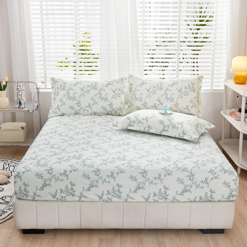 Cartoon Style Fitted Sheet Pure Cotton Bed Sheets Adults Kids Room Mattress Cover Printed Bed Linen 매트리스커버 (No Pillowcase)
