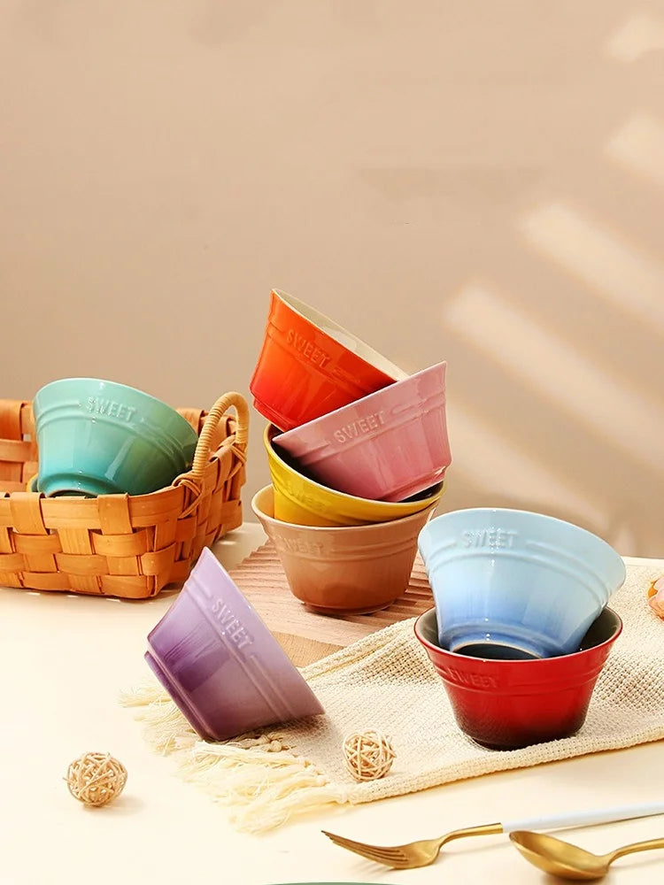 300ML 4.5 Inches Dishes Fruit Bowl Tableware Ramen Bowls for Food Kitchen Salad Cute Dining Bar Home Garden 8 Colors