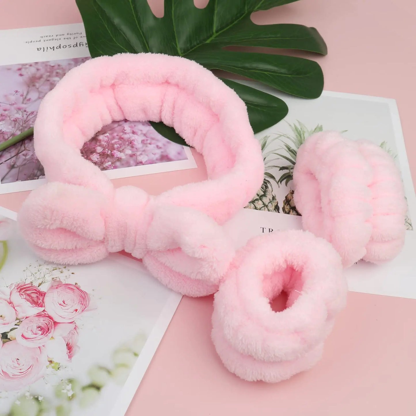 Face Wash Headband 3 Pack Head and Wrist Bands for Washing Face Spa Headband Soft Makeup Headband Skincare Headbands