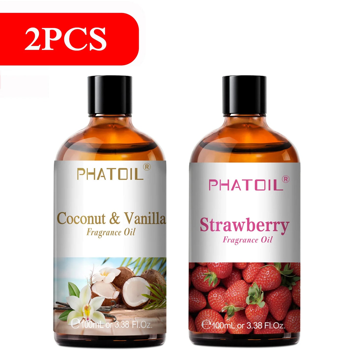 PHATOIL 100ml Aromatherapy Fragrance Oil Coconut & Vanilla Strawberry Cherry Lemon 1/2/3pcs Aroma Oil For Diffuser Candle Making