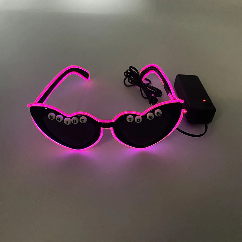 LED Just Married Glasses Wedding Bride To Be Surprise Gift Couple Glasses Souvenirs Glowing Heart Glasses Married Sunglasses