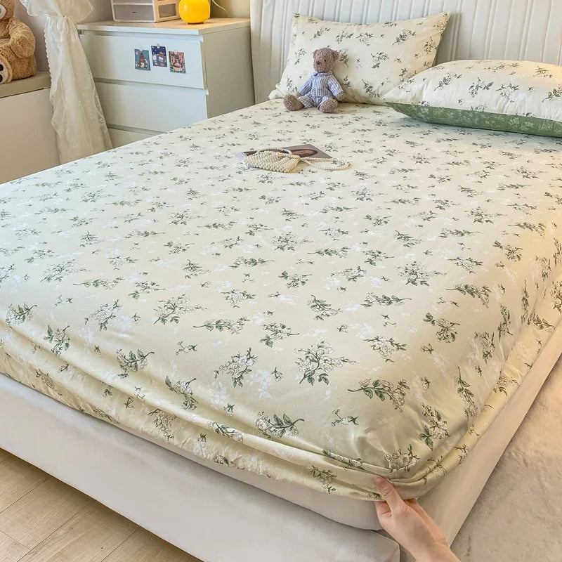 Fitted Sheet 100% cotton for single/couple bed, breathable and soft non-slip, customizable, 1 part, 16 sizes