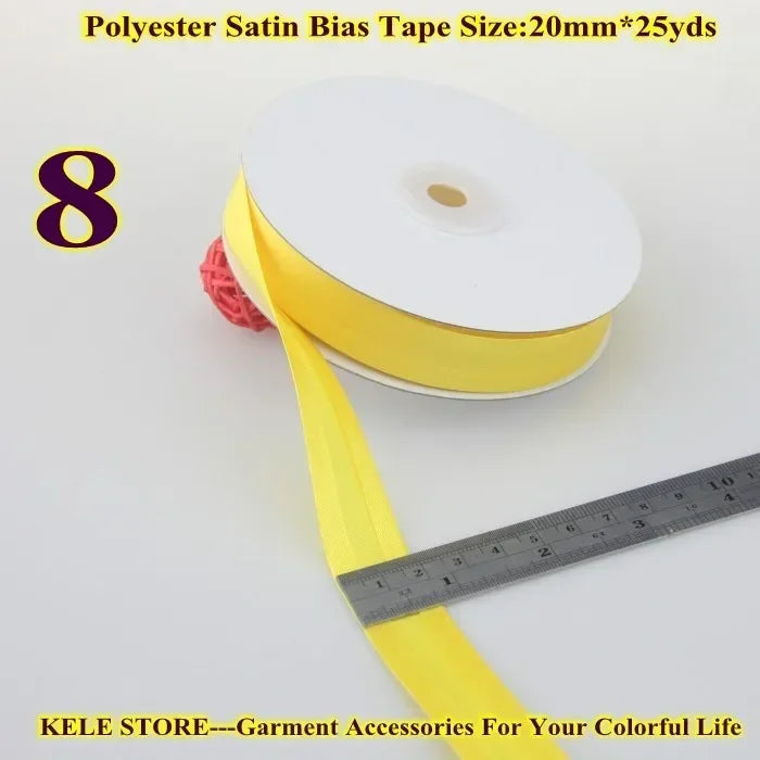 Polyester Satin Bias Binding Tape,bias Binding Size:20mm,3/4" *25yds,fold Tape for DIY Sewing Garment Accessories