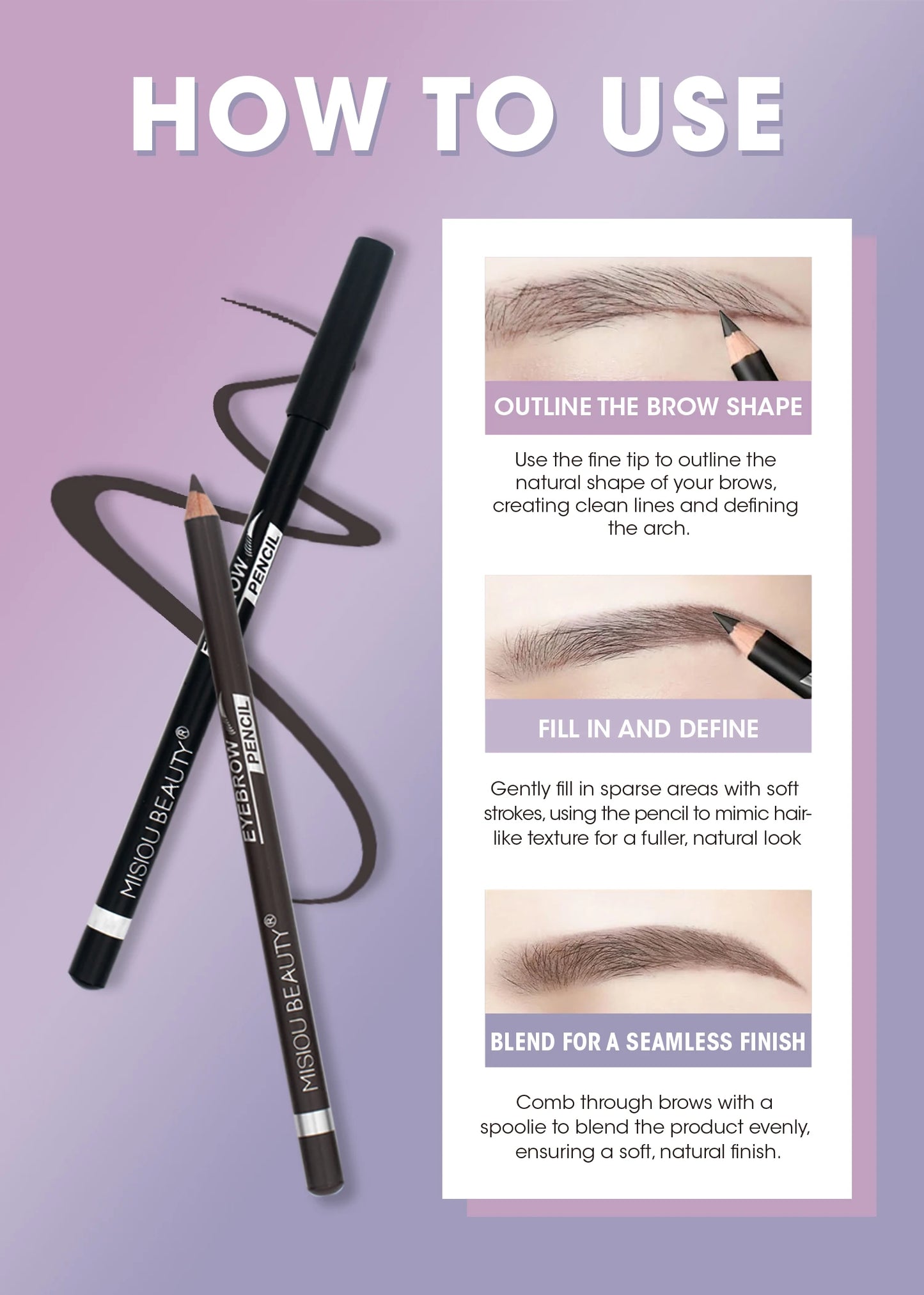 2 Colors Long Lasting Eyebrow PencilWaterproof and SweatproofNot easily smudgedWild EyebrowWooden Hard Core Eyebrow Pencil