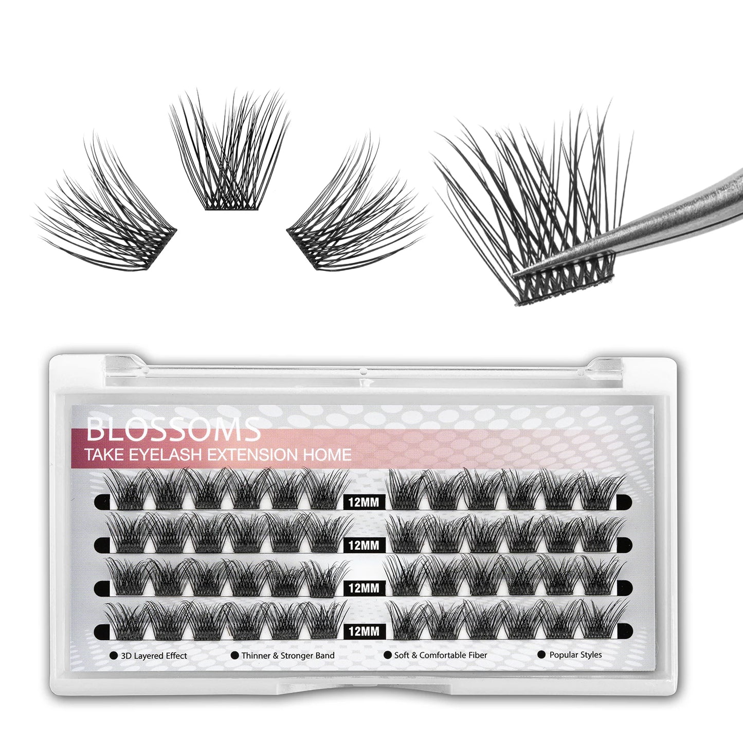 ETVITE DIY Clusters Eyelash Extension Dovetail Segmented Lashes 48 Volume Natural Segmented Eyelashes Bundles