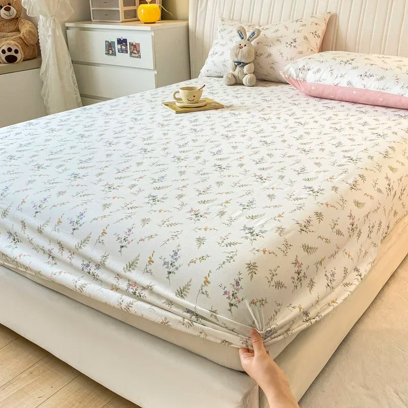 Fitted Sheet 100% cotton for single/couple bed, breathable and soft non-slip, customizable, 1 part, 16 sizes