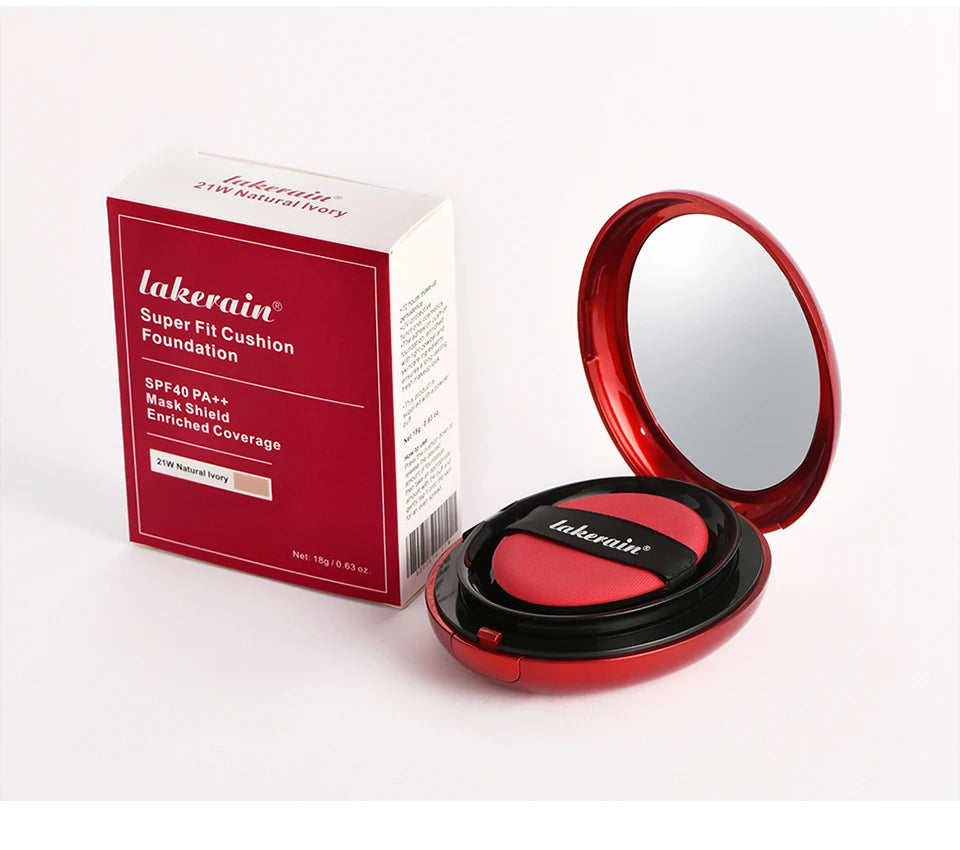 Cushion Foundation Refill Waterproof Semi-Matte Red Finish 72-Hour Wear Long-Lasting Buildable Coverage Sun Protection Makeup