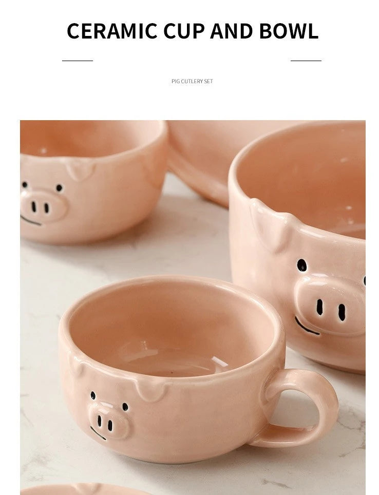 European Creative Cute Pink Pig Tableware Dishes Ceramic
