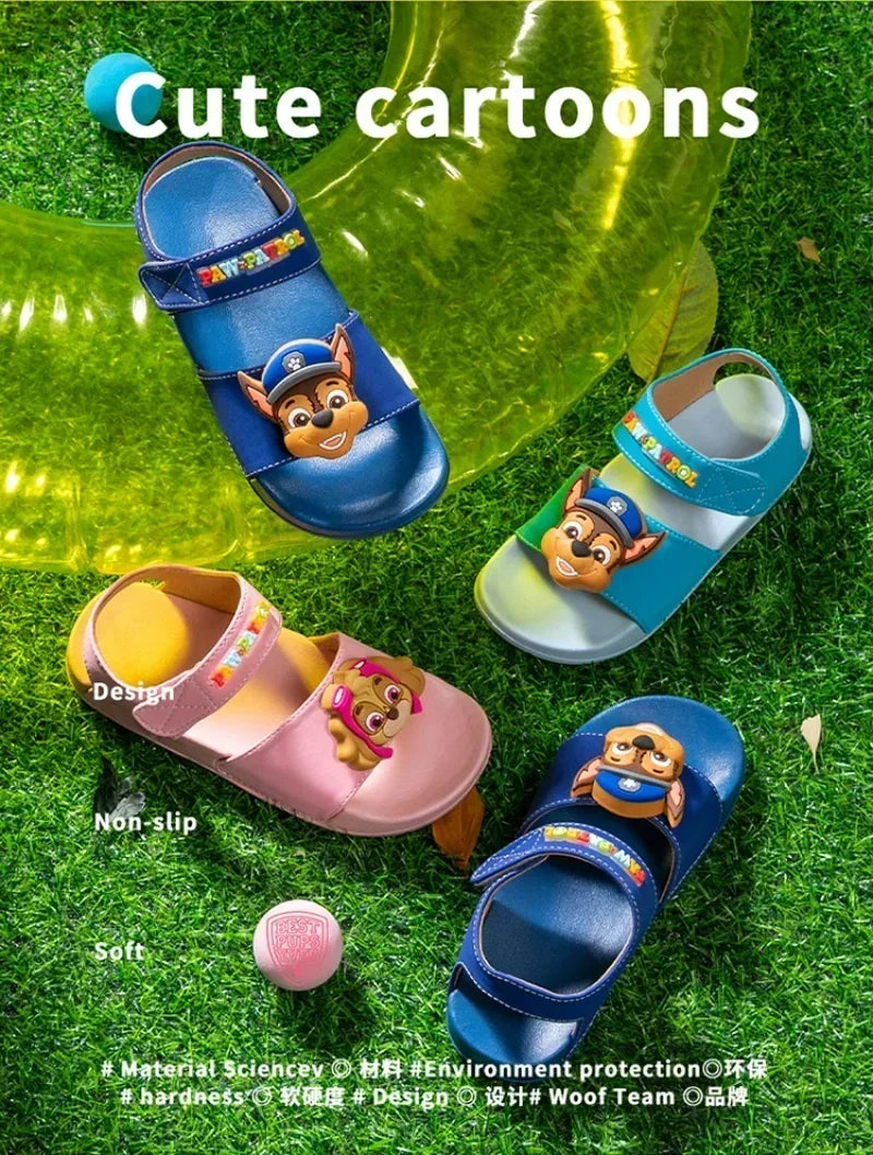PAW PATROLs Anime Cartoon Sandals Outdoor Comfortable Non-slip Breathable Sandals Heel Strap Shoes for Boys and Girls Gift Toy