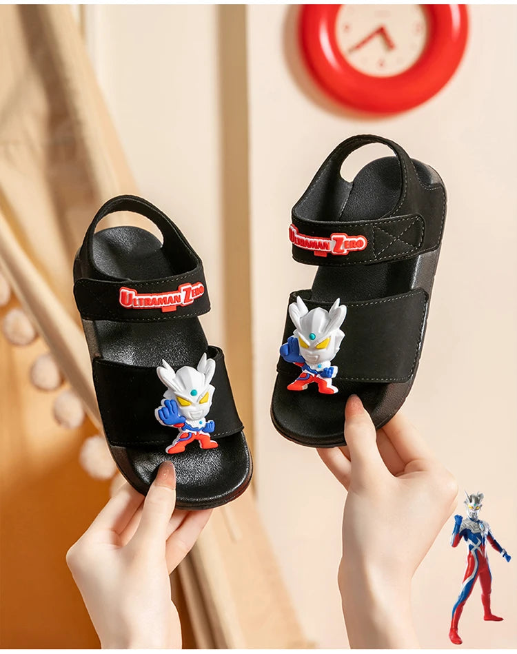 Ultraman children's sandals, new summer baby beach shoes, outdoor non-slip soft soled sandals for boys