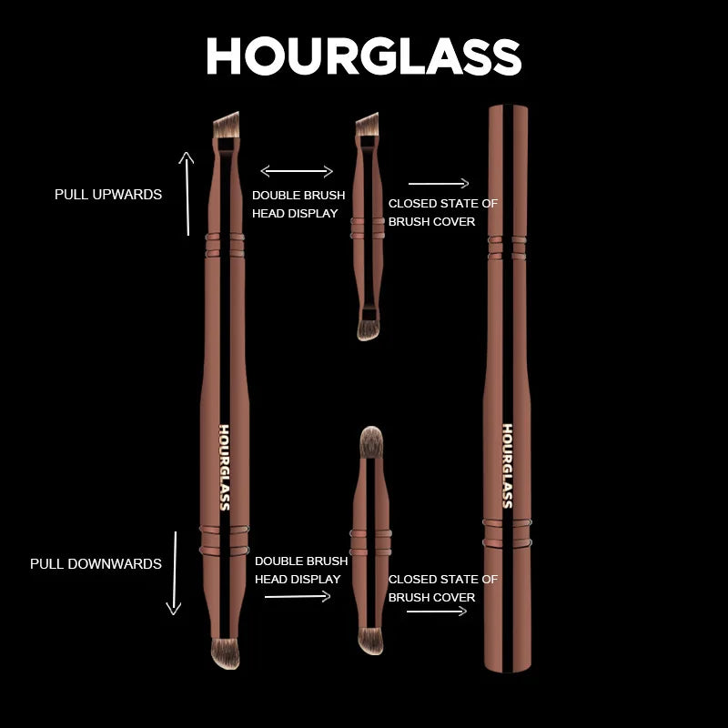 Hourglass Multifunctional Makeup Brush, Four Head Eye Brush for Eyeshadow, Eyeliner, Eyebrows