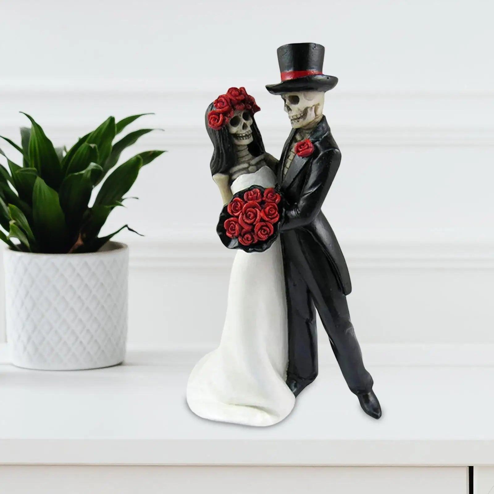 Skull Wedding Couple Resin Statue-2