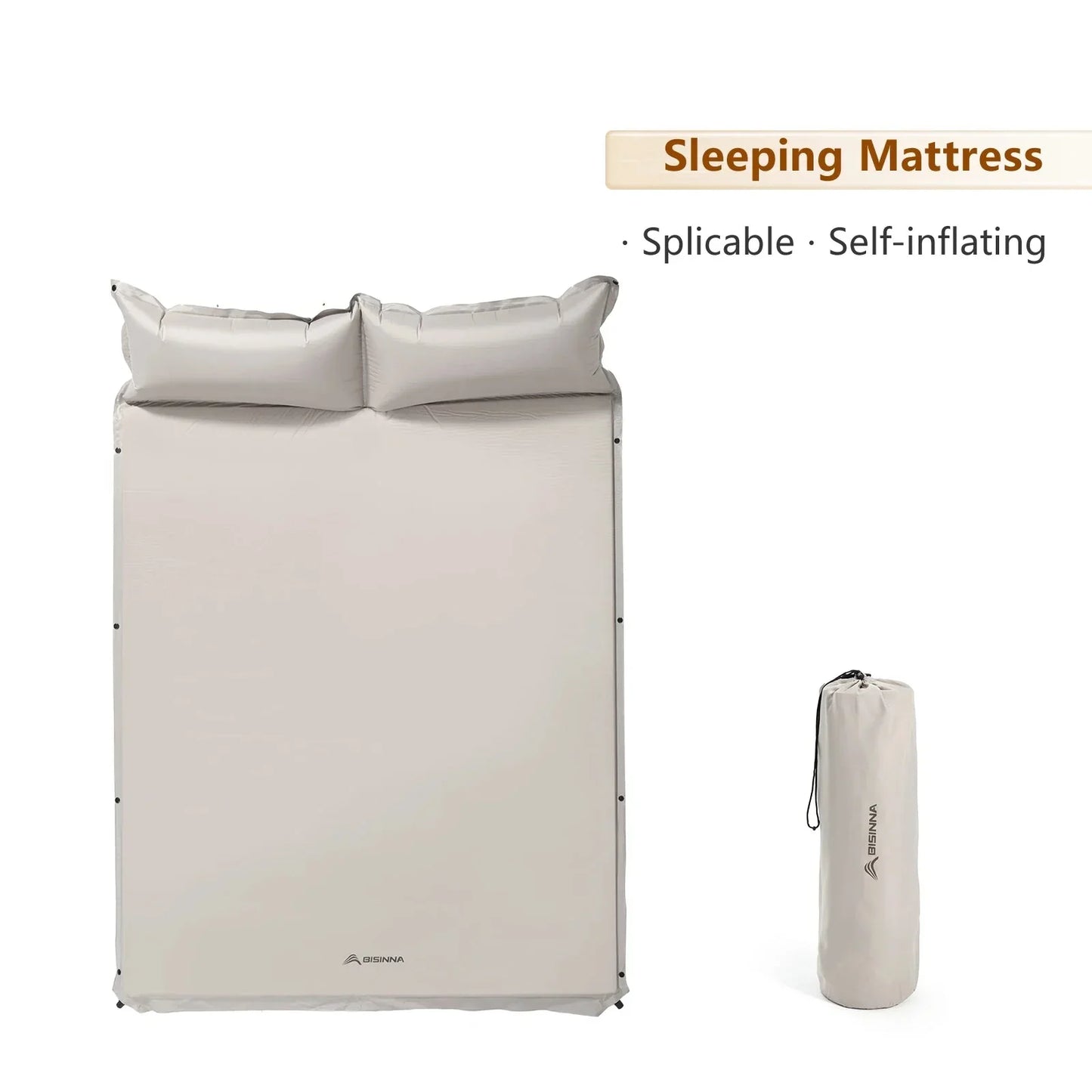 Self-Inflating Camping Mattress with Built-In Pillow Grey-2
