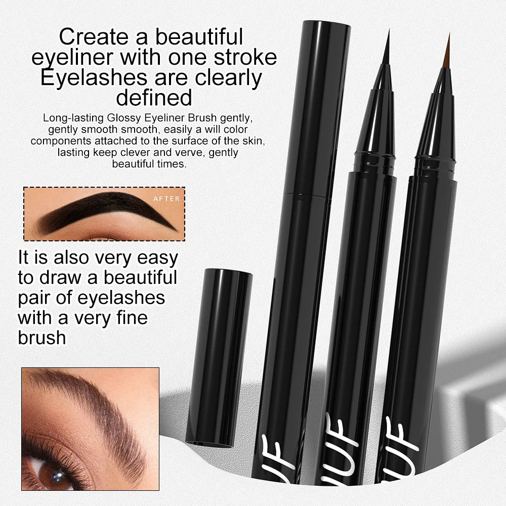 2 Colors Lasting Liquid Eyebrow Pencil Ultra-fine Waterproof Sweatproof Fast Drying Liquid Eyebrow Eyeliner Pen Makeup Cosmetics