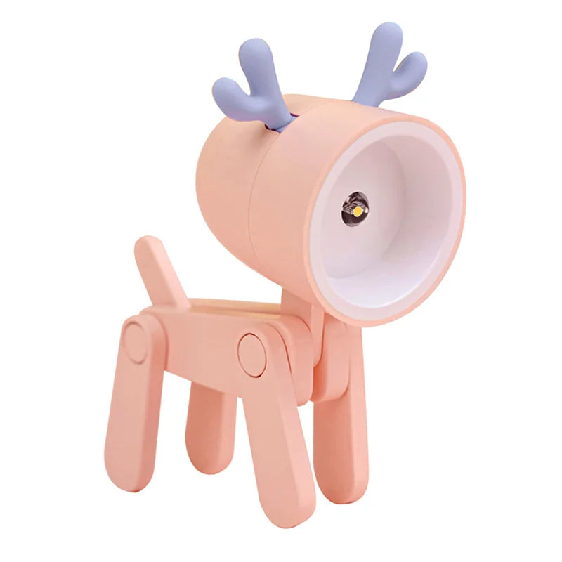 Mini LED Night Light Cute Cartoon Desk Lamp Puppy Deer Desktop Ornament Bedroom Table Lights Children Holiday Gifts