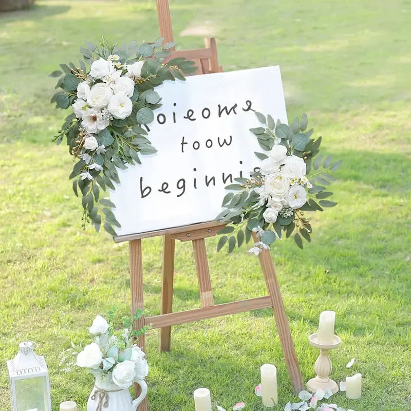 Artificial Flowers for Wedding Welcome Signs Floral Decoration Wedding Reception Ceremony Signs Wedding Arch Arrangement