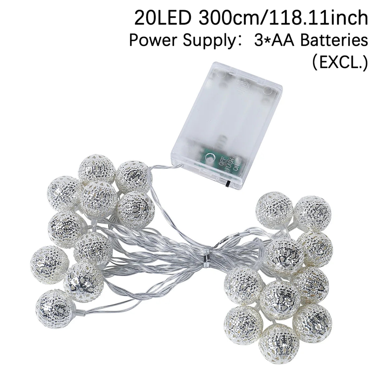 3M 20Led Light String Battery USB Power Hollow-out Moroccan Balls Garland Fairy Lights Wedding Party Christmas Decoration Lamp