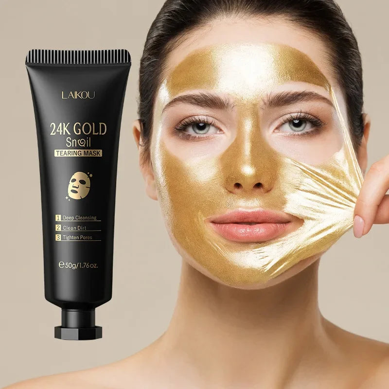 LAIKOU 24K Gold SNAIL TEARING   Mask Deep Cleansing Remove Blackhead Face Care 50g