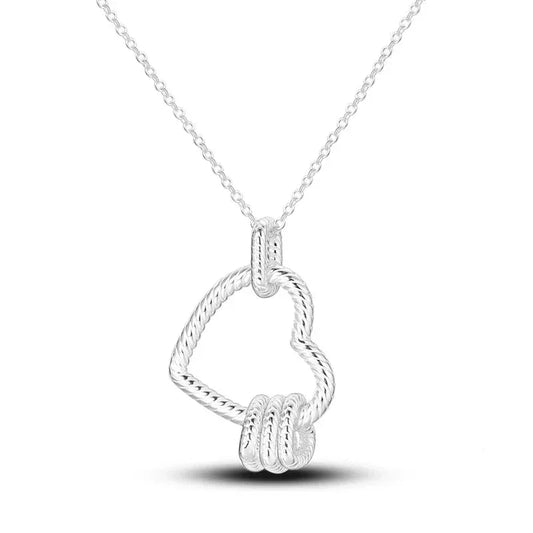 Knotted Heart Sterling Silver Pendant Necklace