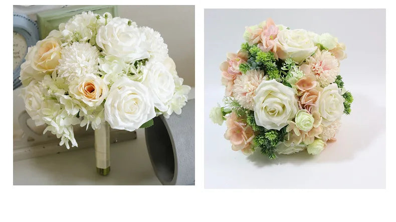 Handmade Silk Rose Wedding Bouquets for Bride Fake Flowers Holder Wedding Bouquet for Bridesmaid Bridal Bridesmaid Accessories