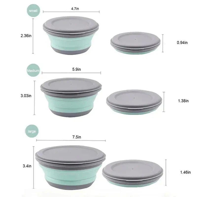 3Pcs/Set Bowl Sets Silicone Folding Lunch Box-4