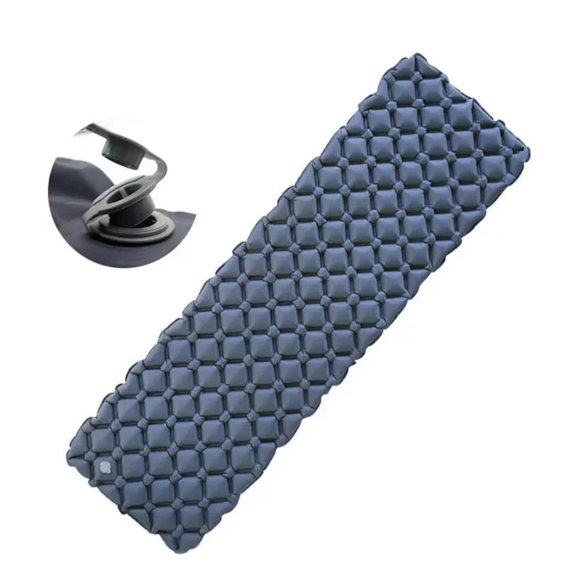 Inflatable Camping Sleeping Pad Nylon Air Mattress Blue-2