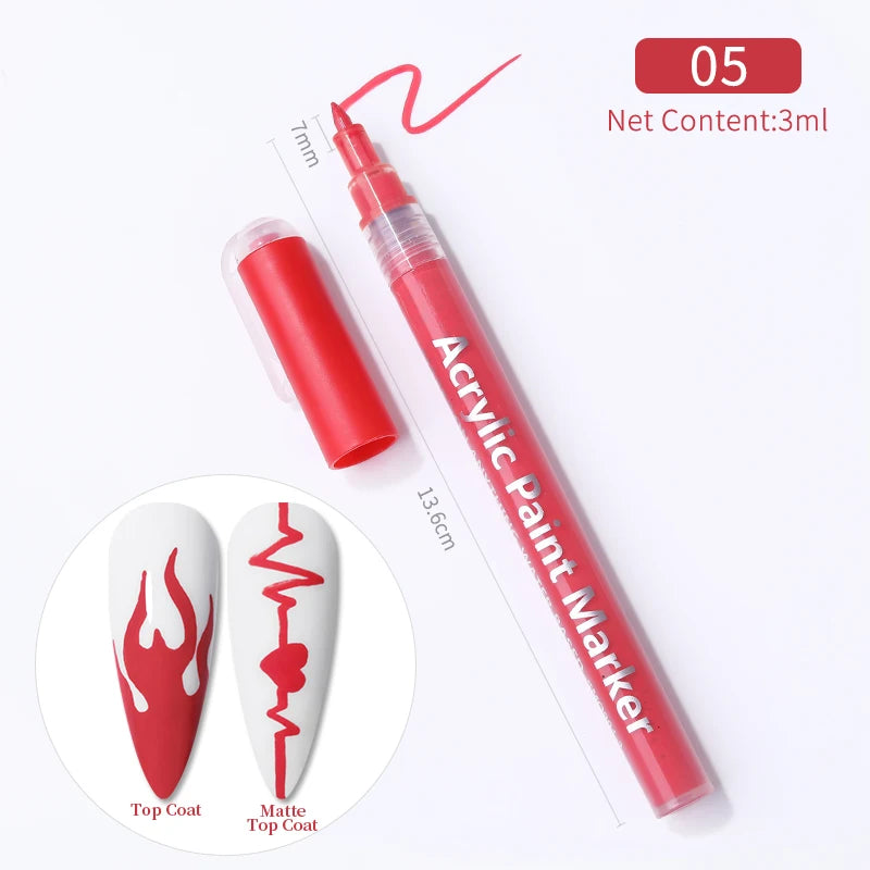 1Pc Nail Art Drawing Graffiti Pen Waterproof Painting Liner Brush DIY 3D Abstract Lines Fine Details Flower Nail Manicure Tools