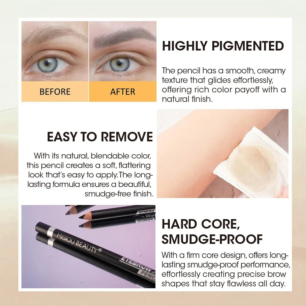 2 Colors Long Lasting Eyebrow PencilWaterproof and SweatproofNot easily smudgedWild EyebrowWooden Hard Core Eyebrow Pencil