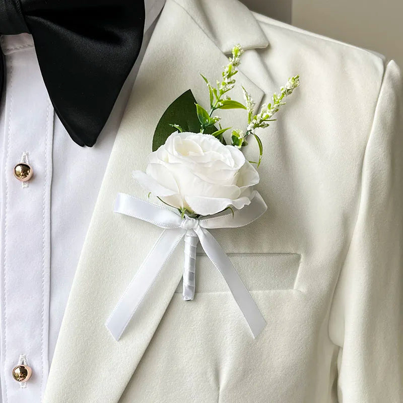 Bride Bouquet Wedding Accessories Silk Roses Artificial Flowers Bridesmaid Bouquet Groom Boutonniere Corsage Wedding Party Decor