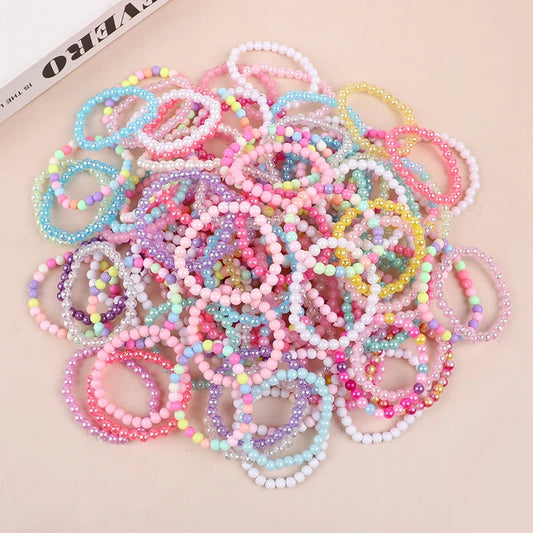 10-50Pcs Colorful Beads Bracelet Kids Girls Birthday Party Favors Goodie Pinata Filler Baby Shower Wedding Guest Treat Gifts