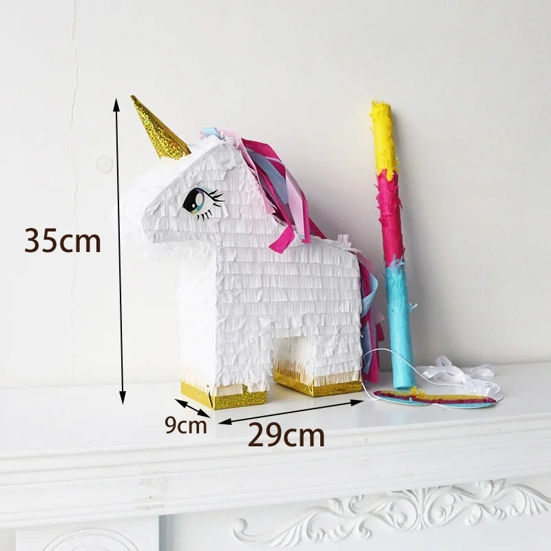 1SET/Box Unicorn Pinata with a Blindfold and Stick Birthday Party Decoration Bundle Handmade Piñatas Candy Gift Unicorn Pinatas