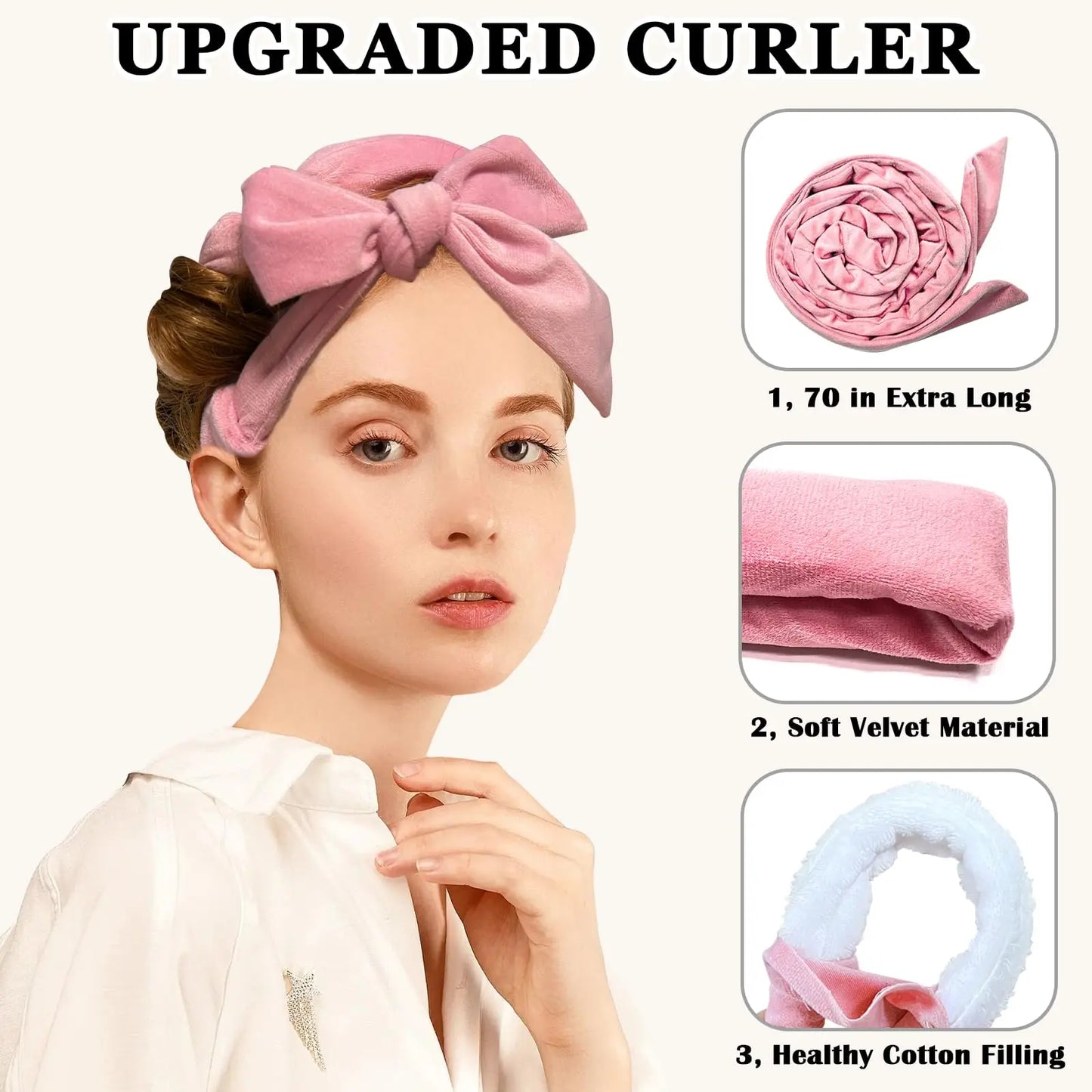 No Heat Hair Curler And Satin Sleeping Cap Set Heatless Hair Curling Headband Hair Claw Clip Hairs Rings Soft Sleeping Hat Salon