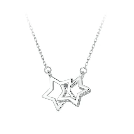 Connected Hearts: Sterling Silver Star/Heart/Cat Pendant Necklace
