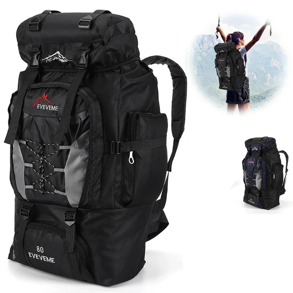 80L Travel Backpack Waterproof Outdoor Pack Black-2