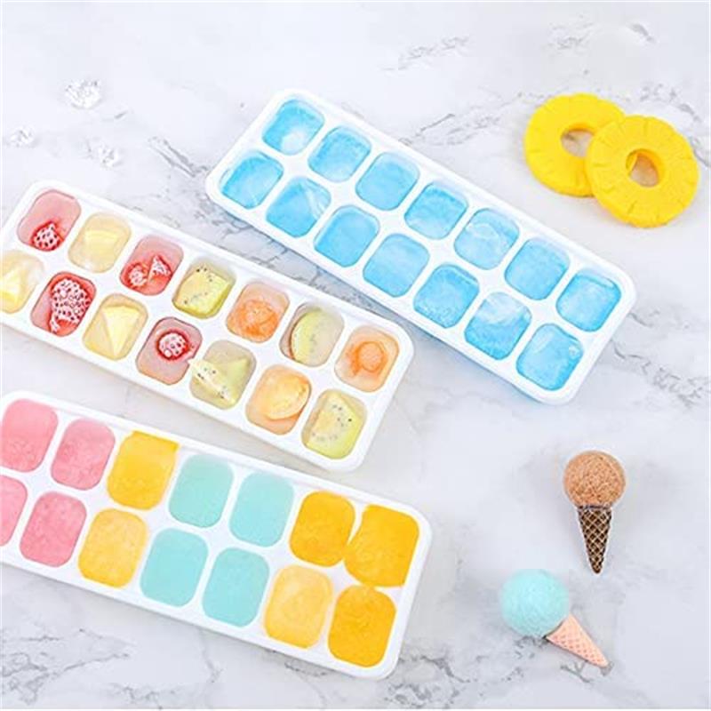 14 Grids Fruit Ice Maker with Removable Ice Cube Trays Reusable Silicone Ice cube Mold  Lids Kitchen Tools Freezer Summer Mould