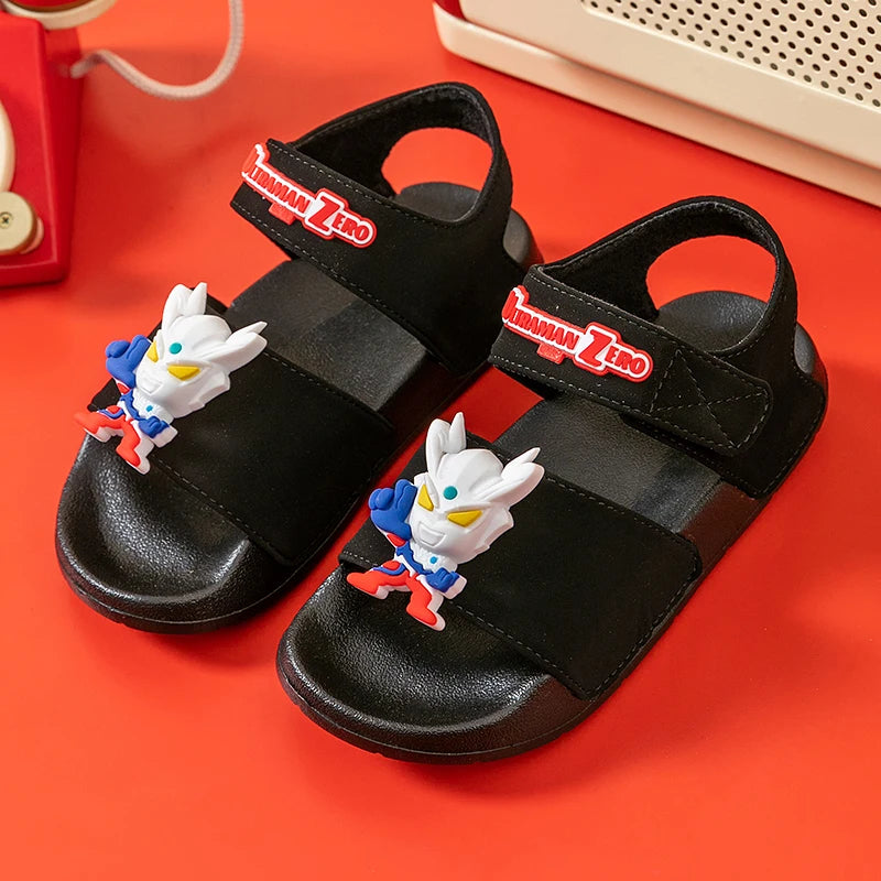 Ultraman children's sandals, new summer baby beach shoes, outdoor non-slip soft soled sandals for boys