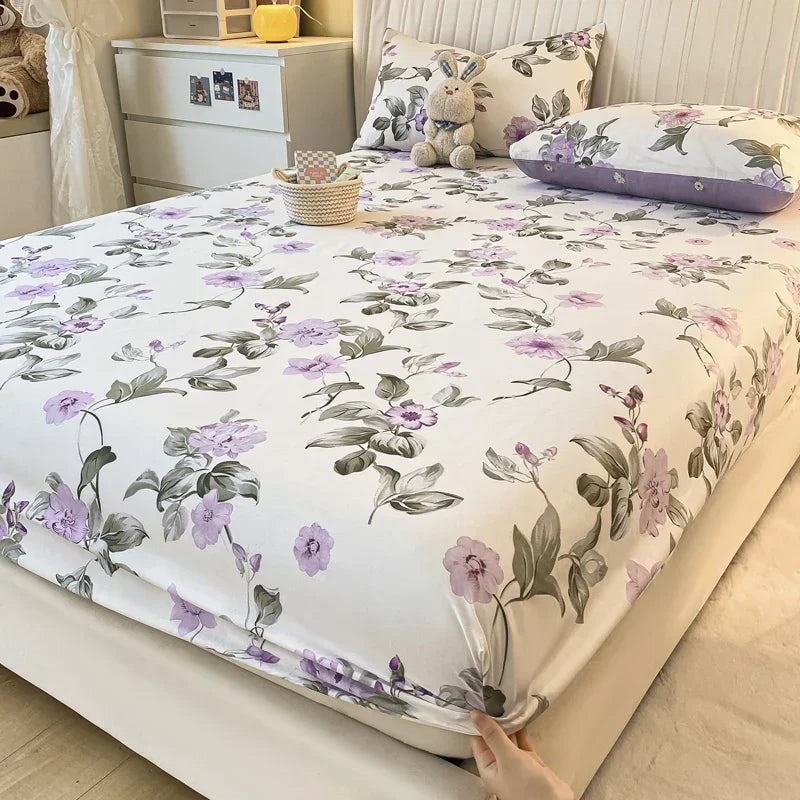 Fitted Sheet 100% cotton for single/couple bed, breathable and soft non-slip, customizable, 1 part, 16 sizes