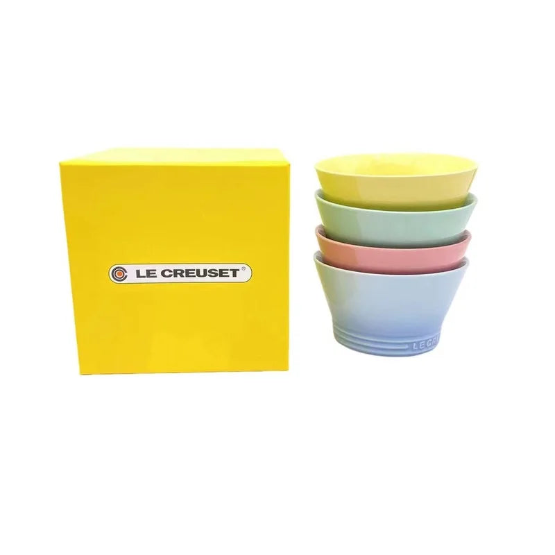 New French Cool Rainbow 12cm 15cm 20 Bowl Set Ceramic Stoneware Rice Bowl Kitchen Household Utensils 6-Piece Set High-End Gift