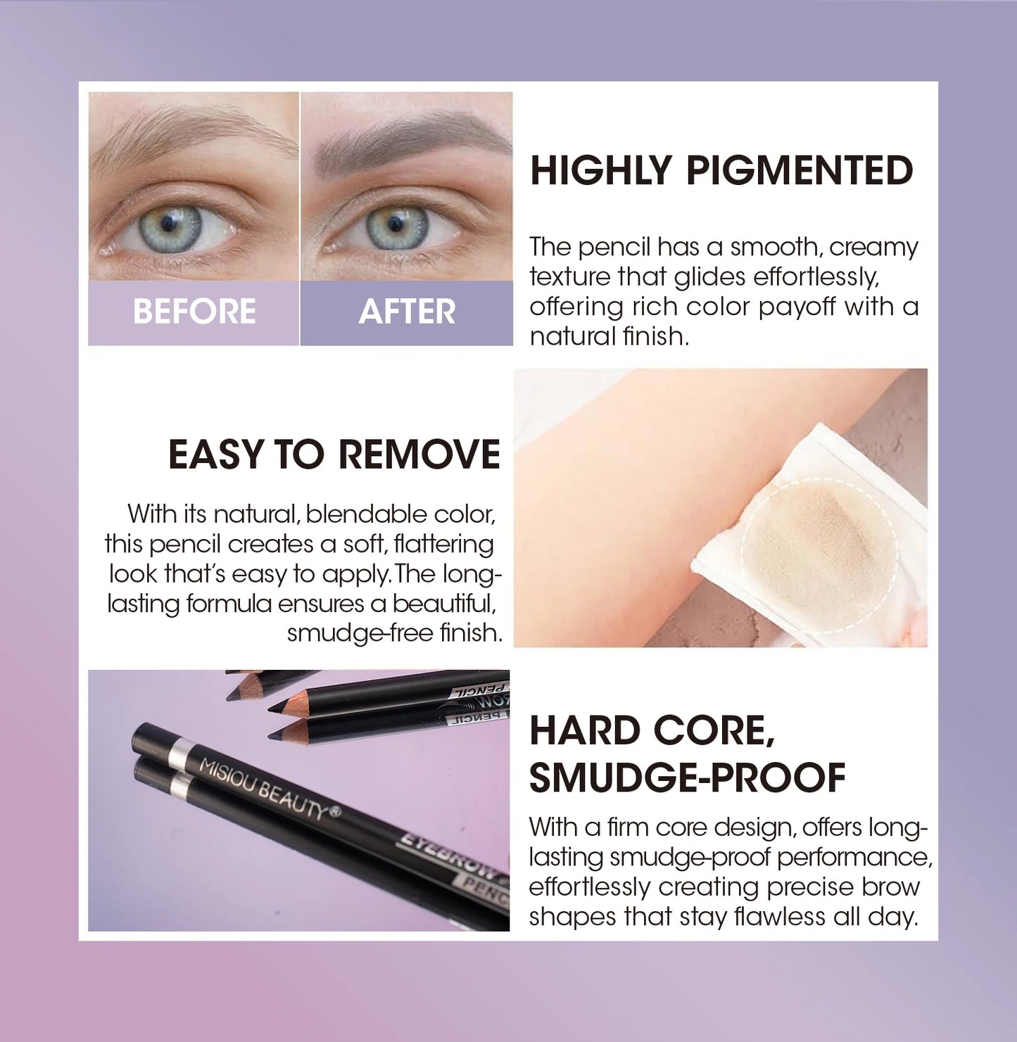 2 Colors Long Lasting Eyebrow PencilWaterproof and SweatproofNot easily smudgedWild EyebrowWooden Hard Core Eyebrow Pencil