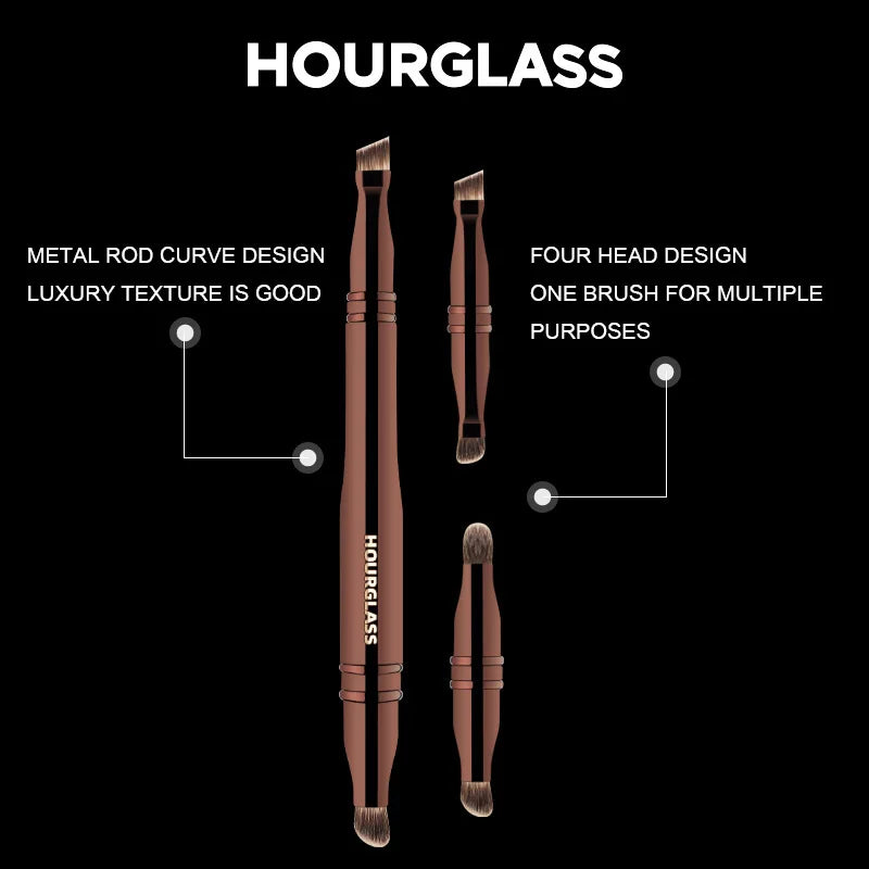 Hourglass Multifunctional Makeup Brush, Four Head Eye Brush for Eyeshadow, Eyeliner, Eyebrows