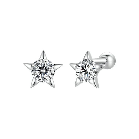 Celestial Sparkle Sterling Silver Star Stud Earrings