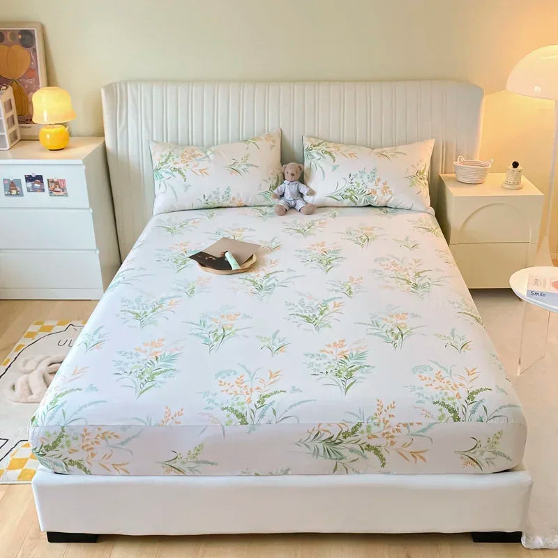 Fitted Sheet 100% cotton for single/couple bed, breathable and soft non-slip, customizable, 1 part, 16 sizes