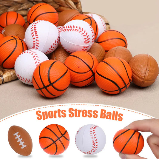5/10Pcs Squeeze Ball Toy Kids Sports Theme Birthday Party Favors Goodie Pinata Filler Anti Stress Rubber Soccer Basketball Gifts