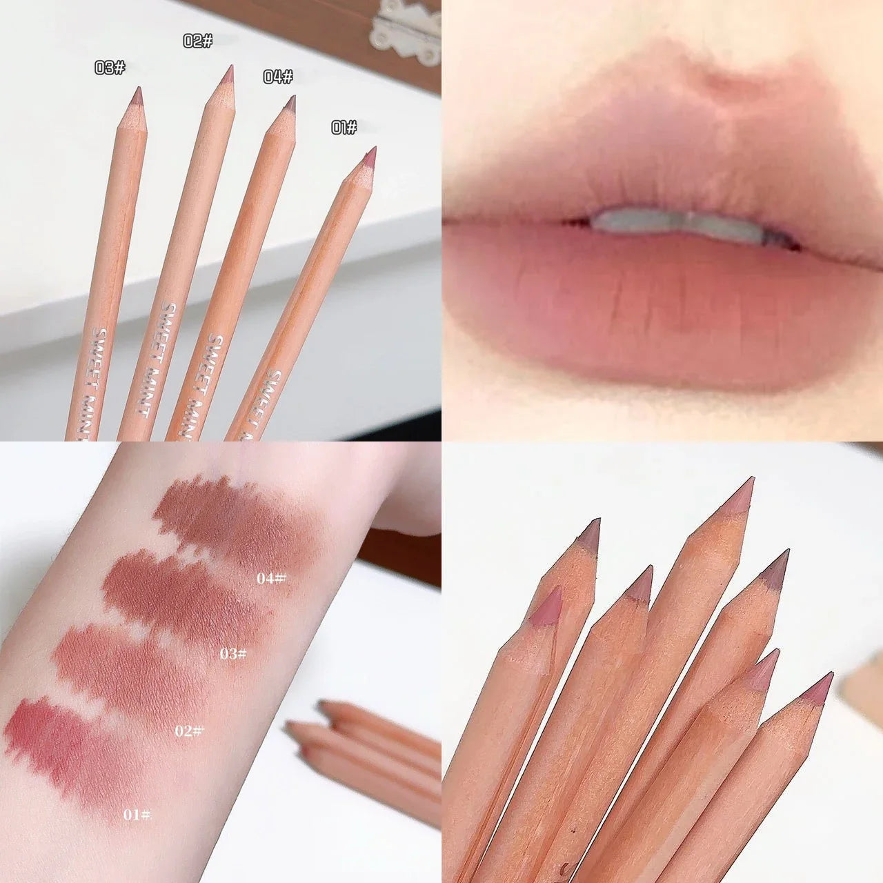 Bean Paste Pink Lip Liner Pen Professional Lip Liner Pencil Velvet Matte Lip Non-stick Cup Nude Lipstick Pen Contour Line Makeup
