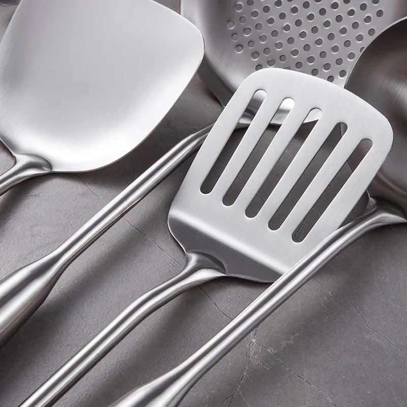 7-Piece Cooking Tools Set, 304 Stainless Steel Kitchen Utensils with Wooden Handle - Kitchen Tools