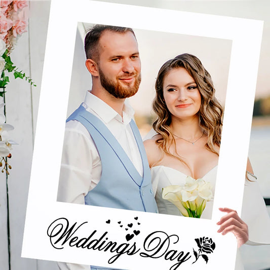 Wedding Just Married Photo Booth Frame Props Wedding Decoration Bridal Bachelorette Party Favors DIY Backdrop Photobooth Props