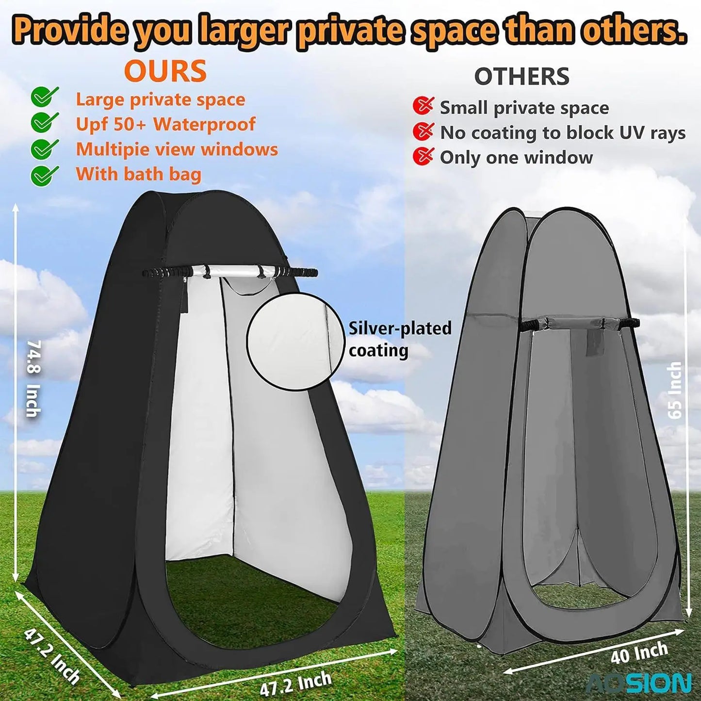 Portable Outdoor Privacy Shower Tent/ Movable Toilet/Enclosure Warm Bathing Shelter/camping Shower/ Sun Rain Shelter