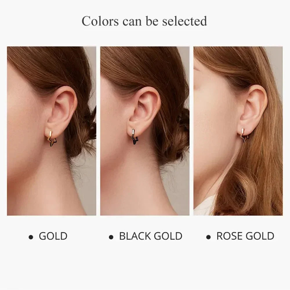 925 Sterling Silver Starlike Earrings - Minimalist Star Shape Ear Buckle for Women - Fashion jewelry SCE1136